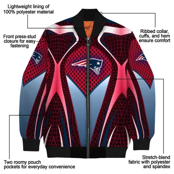 custom new england patriots mesh chest red crocs black bomber jacket new arrival