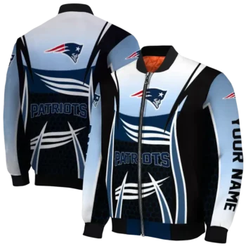 custom new england patriots mesh effect blue black bomber jacket fashion forward