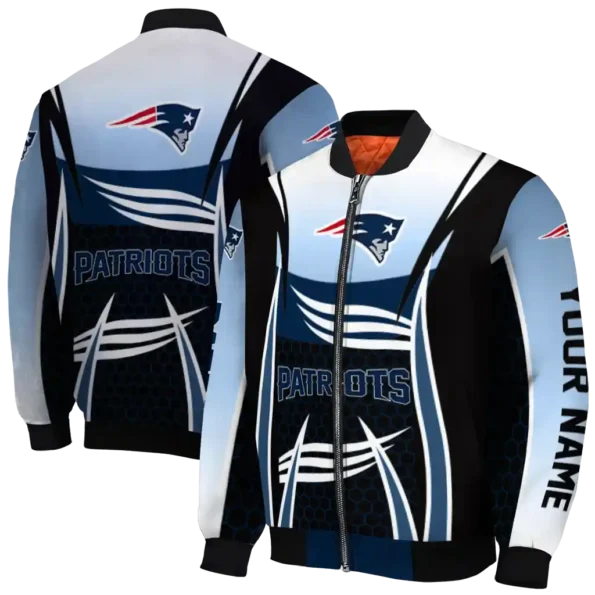 custom new england patriots mesh effect blue black bomber jacket fashion forward