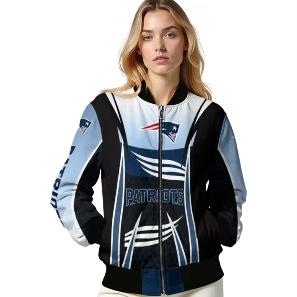 custom new england patriots mesh effect blue black bomber jacket latest model