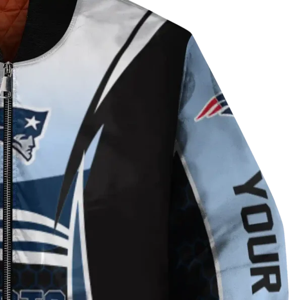 custom new england patriots mesh effect blue black bomber jacket premium grade