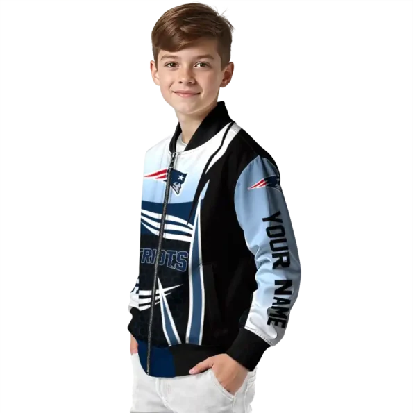 custom new england patriots mesh effect blue black bomber jacket trendy