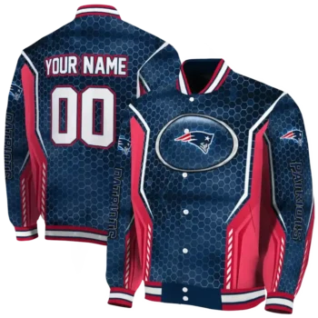 custom new england patriots power plate blue varsity jacket fashion forward