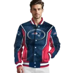 custom new england patriots power plate blue varsity jacket best selling