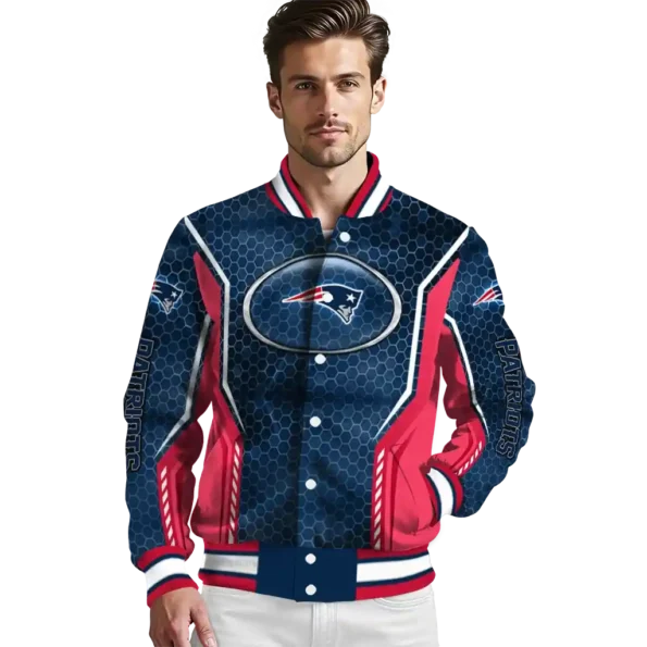 custom new england patriots power plate blue varsity jacket high quality