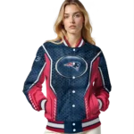 custom new england patriots power plate blue varsity jacket best selling