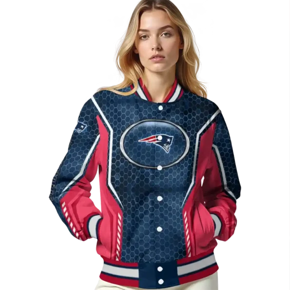 custom new england patriots power plate blue varsity jacket latest model