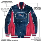 custom new england patriots power plate blue varsity jacket best selling