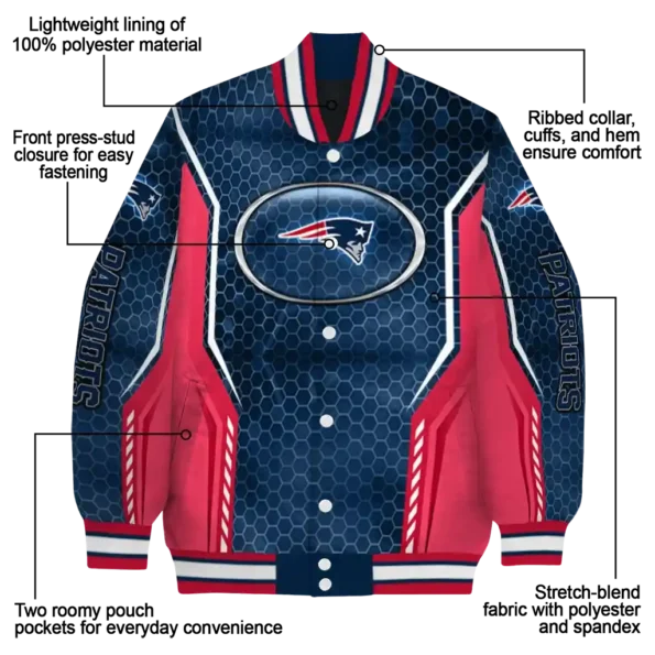 custom new england patriots power plate blue varsity jacket new arrival