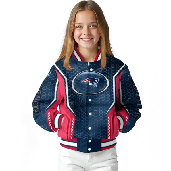 custom new england patriots power plate blue varsity jacket top rated