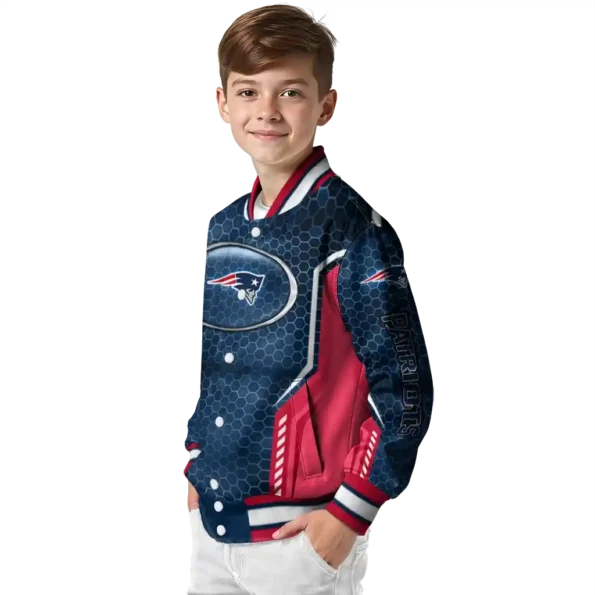 custom new england patriots power plate blue varsity jacket trendy
