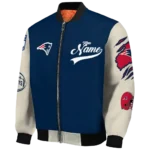 custom new england patriots razorback outline blue nude bomber jacket best selling