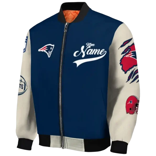 custom new england patriots razorback outline blue nude bomber jacket best selling