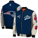 custom new england patriots razorback outline blue nude bomber jacket best selling