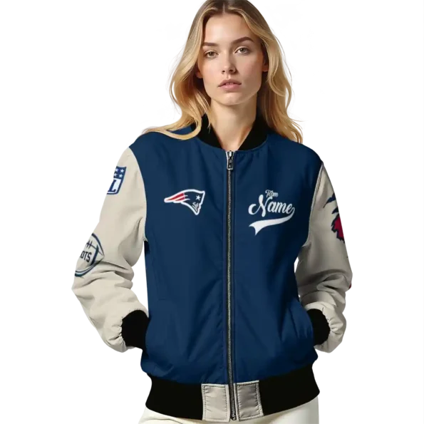 custom new england patriots razorback outline blue nude bomber jacket latest model