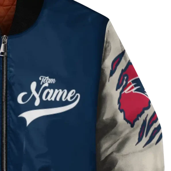 custom new england patriots razorback outline blue nude bomber jacket premium grade