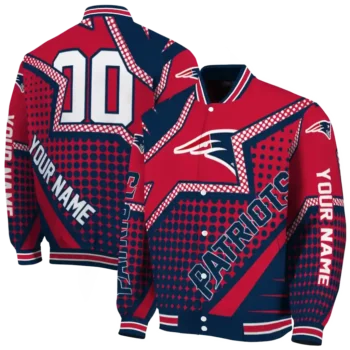 custom new england patriots star burst blue varsity jacket fashion forward
