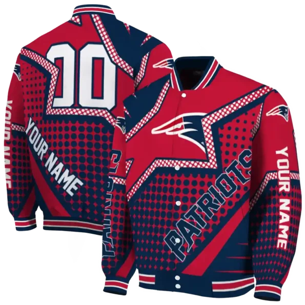 custom new england patriots star burst blue varsity jacket fashion forward