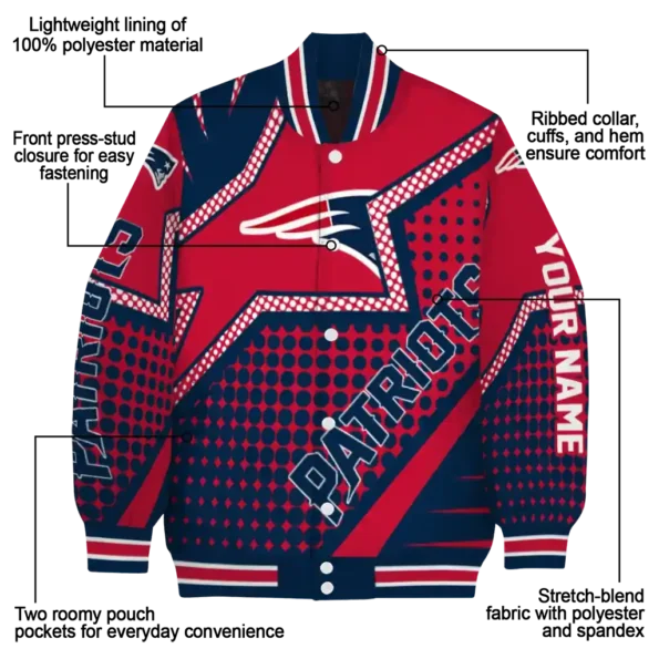 custom new england patriots star burst blue varsity jacket new arrival
