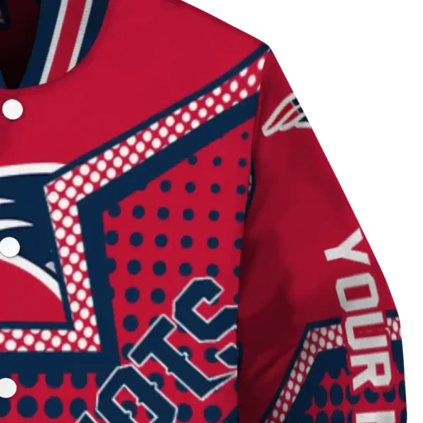custom new england patriots star burst blue varsity jacket premium grade