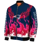 custom new england patriots winged blaze blue white bomber jacket best selling