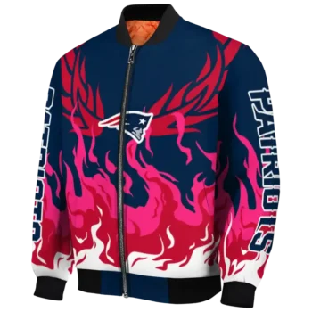 custom new england patriots winged blaze blue white bomber jacket best selling