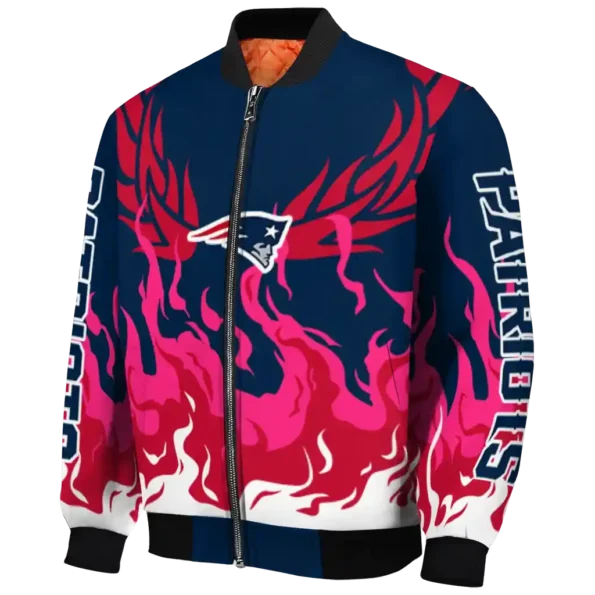 custom new england patriots winged blaze blue white bomber jacket best selling