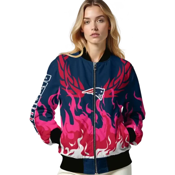 custom new england patriots winged blaze blue white bomber jacket latest model