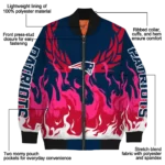 custom new england patriots winged blaze blue white bomber jacket best selling