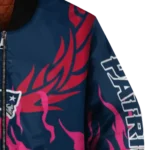 custom new england patriots winged blaze blue white bomber jacket best selling