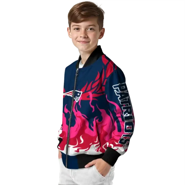 custom new england patriots winged blaze blue white bomber jacket trendy