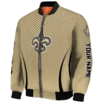 custom new orleans saints chevron arrow gold bomber jacket best selling