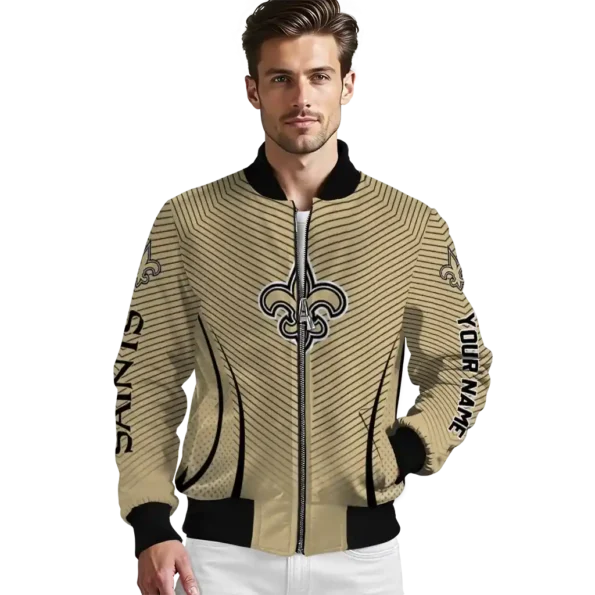 custom new orleans saints chevron arrow gold bomber jacket high quality