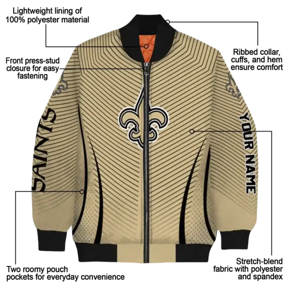 custom new orleans saints chevron arrow gold bomber jacket new arrival