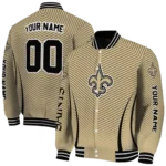 custom new orleans saints chevron arrow gold varsity jacket best selling