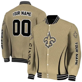 custom new orleans saints chevron arrow gold varsity jacket fashion forward
