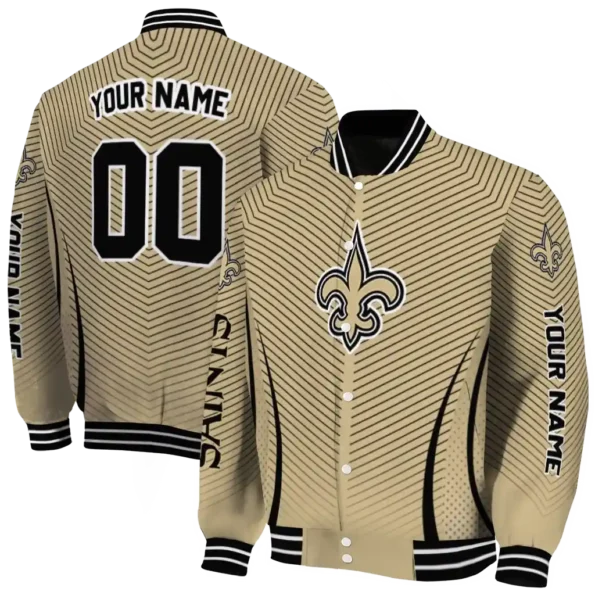 custom new orleans saints chevron arrow gold varsity jacket fashion forward