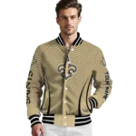 custom new orleans saints chevron arrow gold varsity jacket best selling