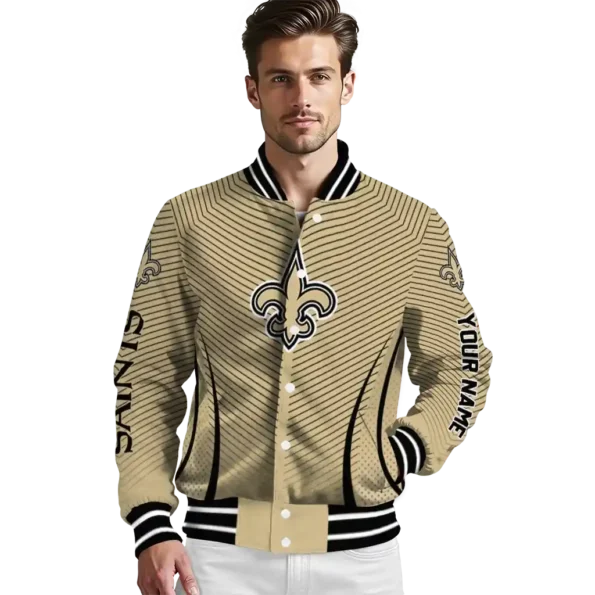custom new orleans saints chevron arrow gold varsity jacket high quality