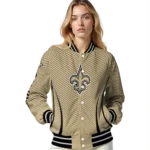 custom new orleans saints chevron arrow gold varsity jacket best selling