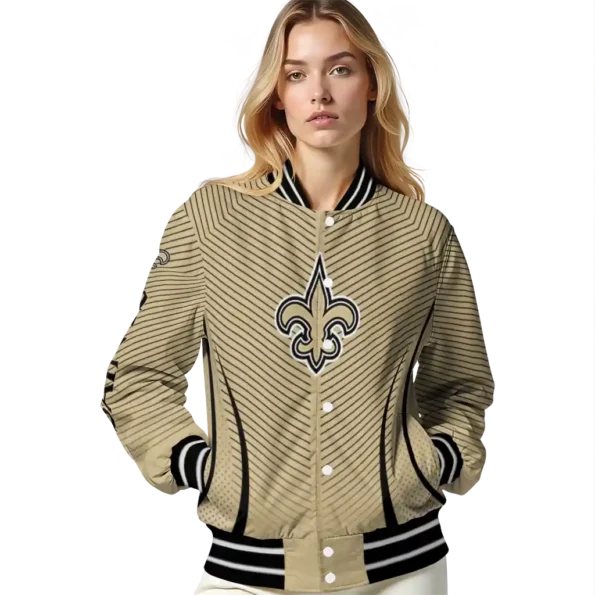 custom new orleans saints chevron arrow gold varsity jacket latest model