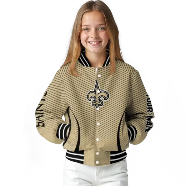 custom new orleans saints chevron arrow gold varsity jacket top rated