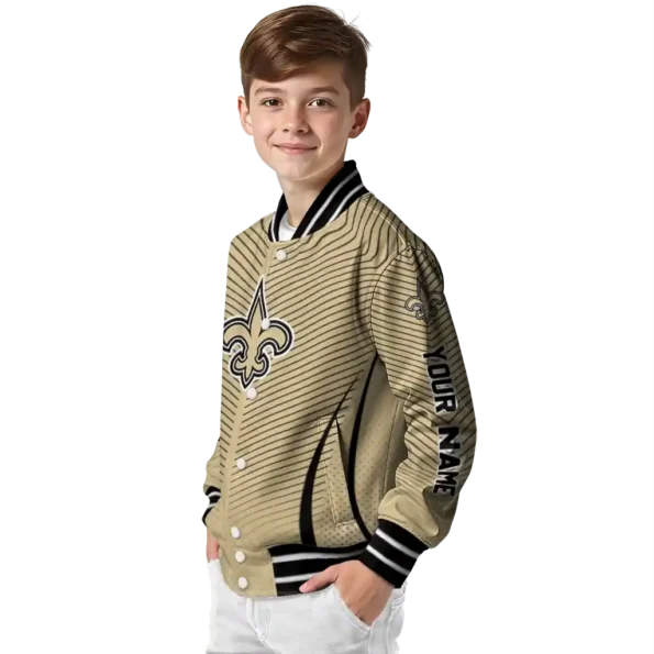 custom new orleans saints chevron arrow gold varsity jacket trendy