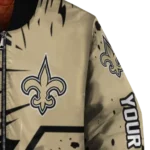 custom new orleans saints hexagon cluster gold black bomber jacket best selling
