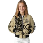 custom new orleans saints hexagon cluster gold black bomber jacket best selling