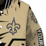 custom new orleans saints hexagon cluster gold black varsity jacket best selling