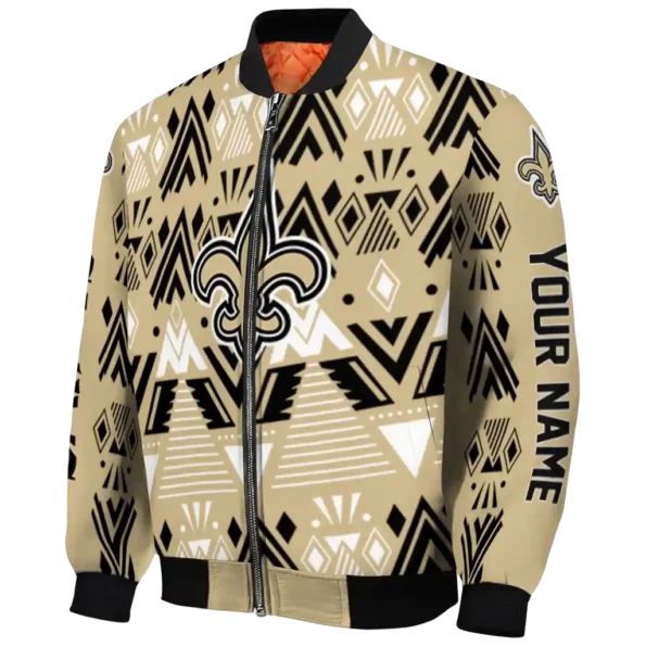 custom new orleans saints pyramid shapes gold bomber jacket best selling