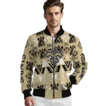 custom new orleans saints pyramid shapes gold bomber jacket best selling