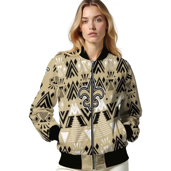 custom new orleans saints pyramid shapes gold bomber jacket latest model