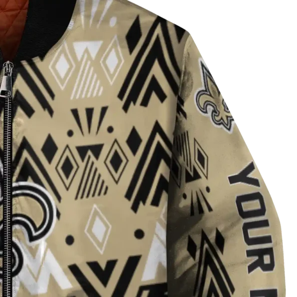 custom new orleans saints pyramid shapes gold bomber jacket premium grade
